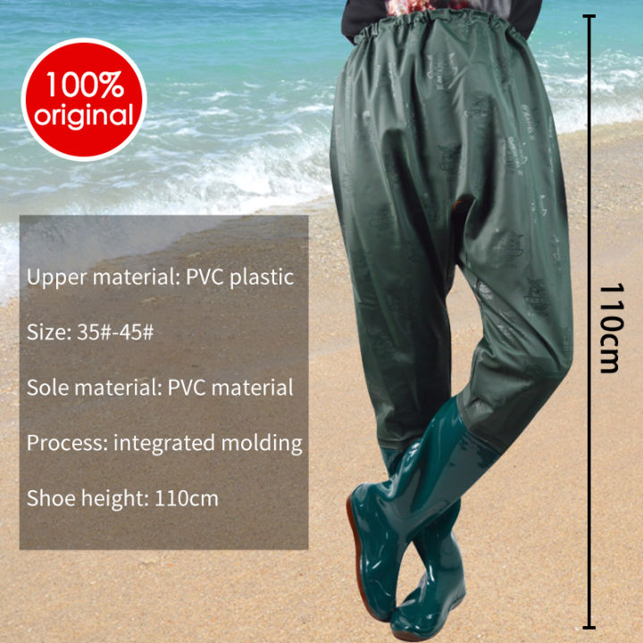Waist-length water pants fishing pants Shimoda fishing transplanting shoes  waterproof rice planting shoes wear-resistant non-slip wading pants 110CM