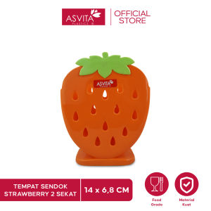 ASVITA Tempat Sendok Strawberry Plastik 2 Sekat Cutlery Holder SCH 241