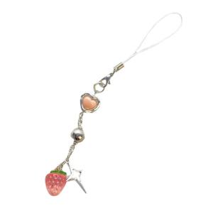 Sweet Heart Lock Strawberry Pendant Chain Phone Straps Pocket Keychain Strap Hanging Decoration for Car Keys Bag Purse