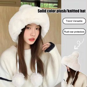 COSE Woolen Ear Protection Hat Keep Warm Faux Fur Winter Plush Hat Personality Thicken Knitted Beanie Winter/Autumn
