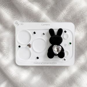 OUREAL Gấu 3D Miếng dán bảo vệ ống kính camera điện thoại Kính trong suốt. Lấp lánh Nắp che ống kính máy ảnh Sang trọng HD rõ nét Miếng dán kính bảo vệ ống kính điện thoại đính đá Cho iPhone 17 Pro Max 17 Pro