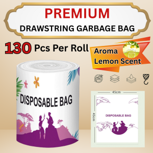 100pcs Automatic Closing Garbage DRAWSTRING Cleaning Trash Bags Dustbin Plastik Sampah With Rope