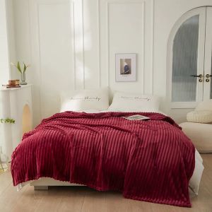 JMD Thick Queen Soft Blanket Plain Fleece Striped Blanket High Quality Plain Blanket