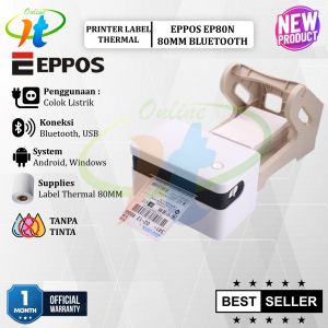 Eppos EP80N Printer Bluetooth Label Thermal 80mm EP-80N EP 80N USB RPP02N Cetak Stiker Resi 78x100 80x100