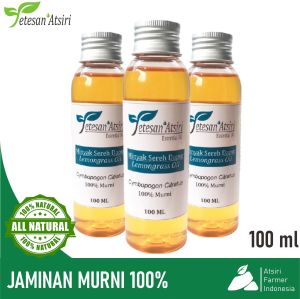 100ml minyak atsiri lemongrass serai sereh dapur murni pure essential oil aromatherapy therapeutic grade diffuser humidifier burner aromaterapi esensial essensial esential tanpa campuran asli penyulingan TETESAN ATSIRI 100 ml