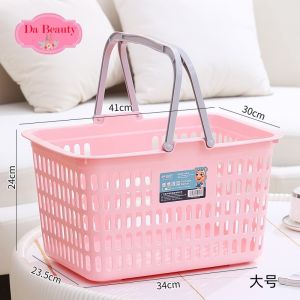 ตะกล้าพลาสติกมีหูหิ้ว ตะกร้าใส่ของอเนกประสงค์ ตะกร้าช็อปปิ้ง