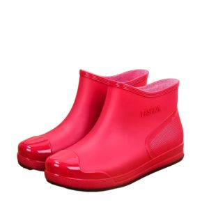 HULEQQI Chống trượt Bốt đi mưa nữ Ống ngắn Màu trơn Giày cao su đế xuồng Thoải mái Không thấm nước ỦNG ĐI nước dày Ngoài trời
