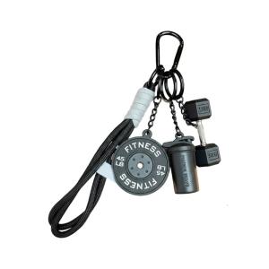 Creative Dopamine Fitness Keychain Adjustable Barbell Design Silicone Exercise Inspired Cup Holder Charm