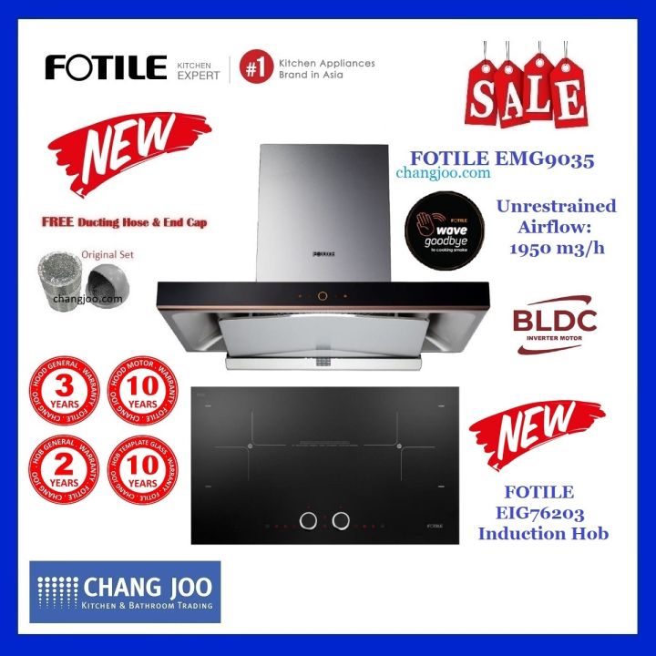 FOTILE EMG9035 Chimney Hood + EIG76203 Induction Hob Lazada