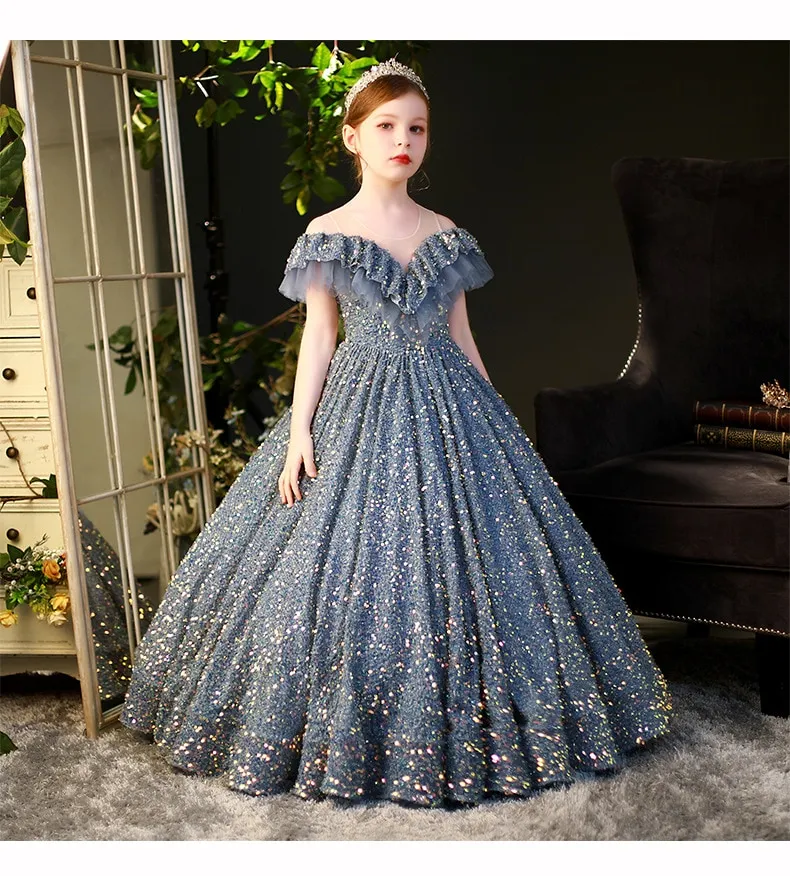 Kids Dresses For Party Wedding Dress retro Children Pageant Gown