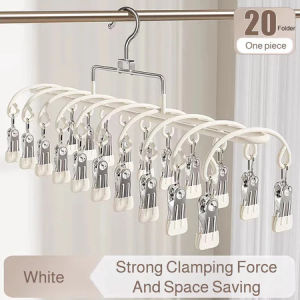 20 Clips Stainless Steel Sock Hanger Multi-Functional Laundry Drying Rack for Shoes Socks Und