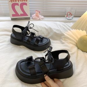 HOT MỚI-MÃ SD21 VIDEO THẬT GIÀY SANDAL NỮ DÂY BUỘC Đế Cao 4cm Hàn Quốc Màu Đen/Trắng Xang đan thời trang mới hot có quai hậu đi học