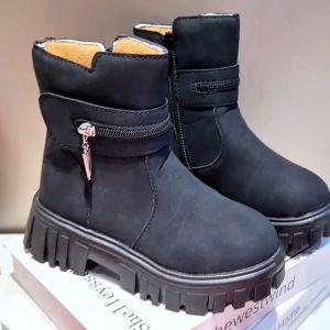 Future seeds zip ankle boots for kids girls Thickened sole boots for kids girl size 26-36