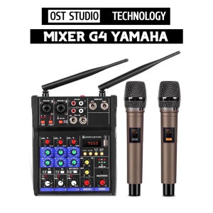 Mixer G4 Tặng Kèm 1 Đôi Mic Không Dây Cao Cấp. Chất Âm Cực Hay Có Thể Hát Song Ca Dễ Dàng Lắp Đặt. Bàn Trộn G4 Yamaha Âm Thanh Sống Động