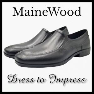 MaineWood Kennedy Mens Black Slip-on rubber shoes/Loafer with Heels