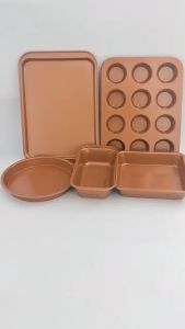 5PCS Baking Cake Molder Set Removable Bottom Non-stick Surface Baking Round Pan Toast Donut Utensils