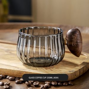 BINCOO Glass Coffee Mug Water Cup Heat-resistant Office Drinking Cup Household American Afternoon Tea Cup 250ML