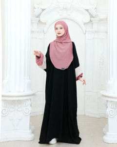 Abaya Wanita Terbaru Kekinian Set Kerudung Bahan Crinkle Variasi Resleting Depan Busui frendly