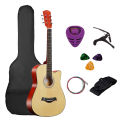 38inch Acoustic Guitar Beginner Kit Basswood Panel with Matte Finish Acoustic Guitar for Beginners. 