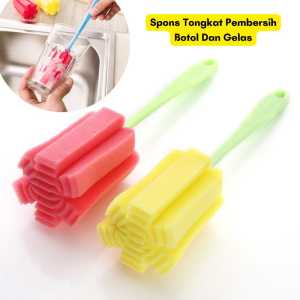Spons Sikat Gelas Tongkat Pembersih Botol Bayi Spon Cleaner Glass Dot Susu Sponge Serbaguna