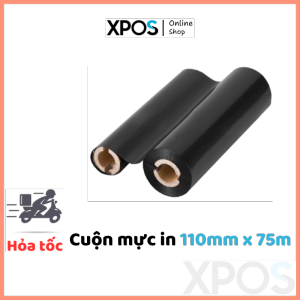 [Cuộn mực] Mực in cho máy in ZEBRA mực in mã vạch tem nhãn khổ 110mm x 75m