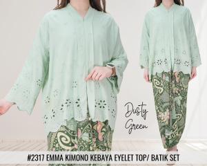 Koleksi Raya 2024 Terbaru EMMA KIMONO KEBAYA EYELET TOP/ BATIK INSTANT PARIO SET