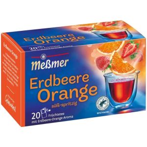 Made.in.Germany💛-🌿🍓🍊 Trà Trái Cây Meßmer Erdbeere Orange – Hương Dâu Tây & Cam Đức Phiên Bản Gratis +25%