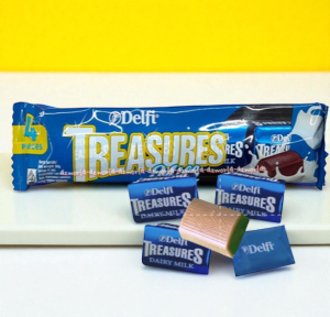 Delfi Treasures Milk Isi 4pcs Coklat Susu Treasurur Delvi Cokelat Wafer Biru Treasure Chocolate