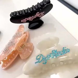 Private name customization DIY grab clip double-sided zircon hair clip shark clip back of head hair grab headband2026