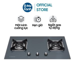 Bếp gas âm 2 gas Malloca AS 9602DG - Kính Cường Lực - Chế Độ Ngắt Gas Tự Động An Toàn - Có Đầu Hâm - Mâm đốt Sabaf Ý - Hàng Chính Hãng