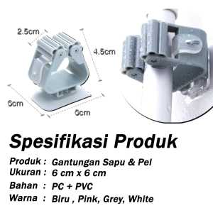 Holder Tempel Dinding Sapu / Gantungan Hook Sapu / Holder Sapu Mop Clip / Breket Sapu Pel