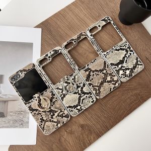 Slim Snakeskin Pattern Electroplating Case For Samsung Galaxy Z Flip 4 3 5 Flip3 Shockproof PC Hard Back Phone Cover Funda