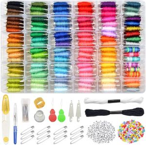 962Pcs Friendship Bracelet String Kits with Storage 110 Colors Embroidery Thread and 800 Beads52Pcs Cross Stitch Tools-Labeled with Numbers for BobbinsGreat Production Gift.