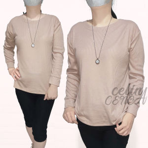 Baju Atasan Wanita Lengan Panjang Dropndle Premium/Rib & Tumblr Tee Wanita O-neck Lengan Panjang