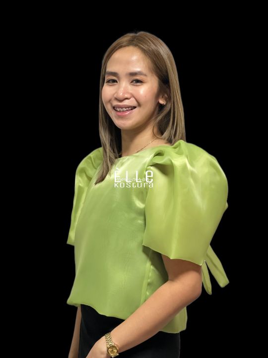 Kimona Taiwan Jusi Filipiniana Top Casual Scoop Neck Top Short