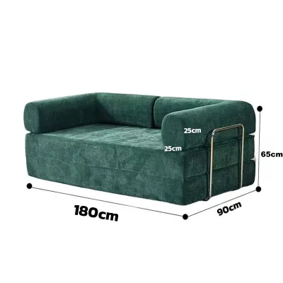 Retro Fabric Compression Sofa Living Room Bedroom Foldable Sofa Bed Comfortable For Multiple People Lazy Sofa Bed Gift Two Square Pillows 沙发床