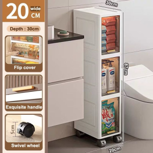 HALOO Slim Gap Storage Cabinet with Wheels Plastic Organizer Removable Drawer Cabinet for Kitchen/Bathroom Space-Saving