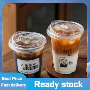 💥💥💥 ถ้วยกาแฟแบบใช้แล้วทิ้งถ้วยชานมแบบใสหนาพร้อมฝาปิดเหมาะสำหรับเครื่องดื่มเย็นสมูทตี้2ชิ้น