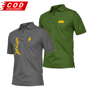 Beli 1 Dapat 2 Pcs Kaos Polo man shirt  |  Motif Fox relax - Crd Text kuning | Keren Distro Premium Katun |