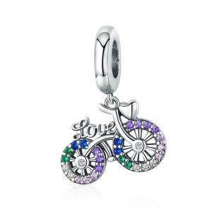 BAMOER 925 Sterling Silver Crystal Bike Bicycle Shape Pendant Charms fit Original Bracelets & Necklaces Jewelry Gift SCC1082 Jan