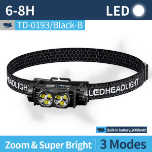 Smiling Shark TD0193 6*LED  Headlight 3Mode Type-c Rechargeable Head Lamp Live Quantity Display Light Convenient Waterproof Fishing Light Outdoor Camping
