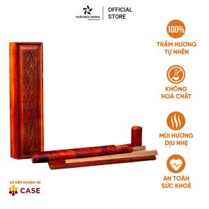 Bộ Nhang Trầm Hương Không Tăm hộp gỗ Thiên Mộc Hương mùi thơm dịu thư giản giải stress 80 cây