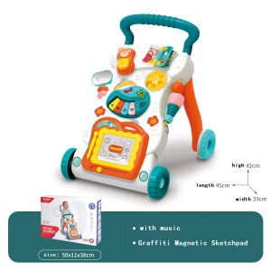 Baby Push Walker Toddler Trolley Sit-to-Stand Walker for Kids Early Learning Educational Musical