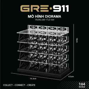 Mô hình Diorama giả lập bãi đỗ xe 3 và 5 tầng GRE911BAS trưng bày xe tỉ lệ 1/64