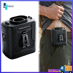 [ VKTECH ] Lightweight Portable Waist Clip Fan with Built-in Lighting and 6000mAh Power Bank Rechargeable for Travel Camping Hiking