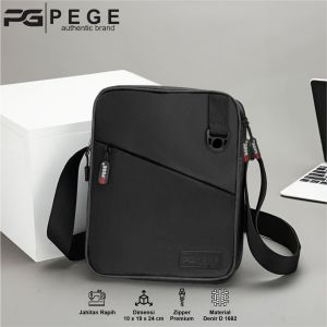Tas Slingbag Bahu Pria PEGE Yanis Polos Hitam Multifungsi Tas Selempang Kasual - PG 9044