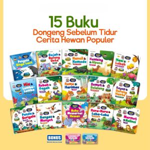 (Isi 15 Buku) Dongeng Sebelum Tidur : Cerita Hewan Populer Bergambar ( Bonus Buku Doa Muslim Junior)