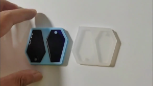 Ánh sáng và bóng khuôn silicon nhựa Epoxy đúc Keychain hình học quan tài Bông tai mặt khuôn tự làm thủ công