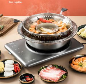 Yuanyang Zimu Rotary Lifting Multi-function Stainless Steel Hot Pot/Steamboat Pot Induction Cooker POT LID [LOCAL STOCK]