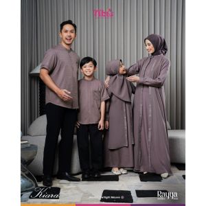 NBRS Kiara Gamis Sarimbit Set Keluarga Koko Dewasa Anak Setelan Dress Toasted Nut Rayya Series
